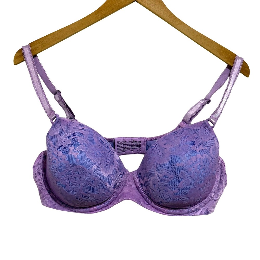 Bali Lace Desire Underwire Bra 38C Purple Blue Floral Lace Padded Sexy Cute